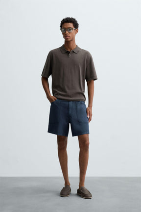 WASHED COTTON BERMUDA SHORTS - Image 1