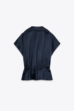 Satin shirt with belt