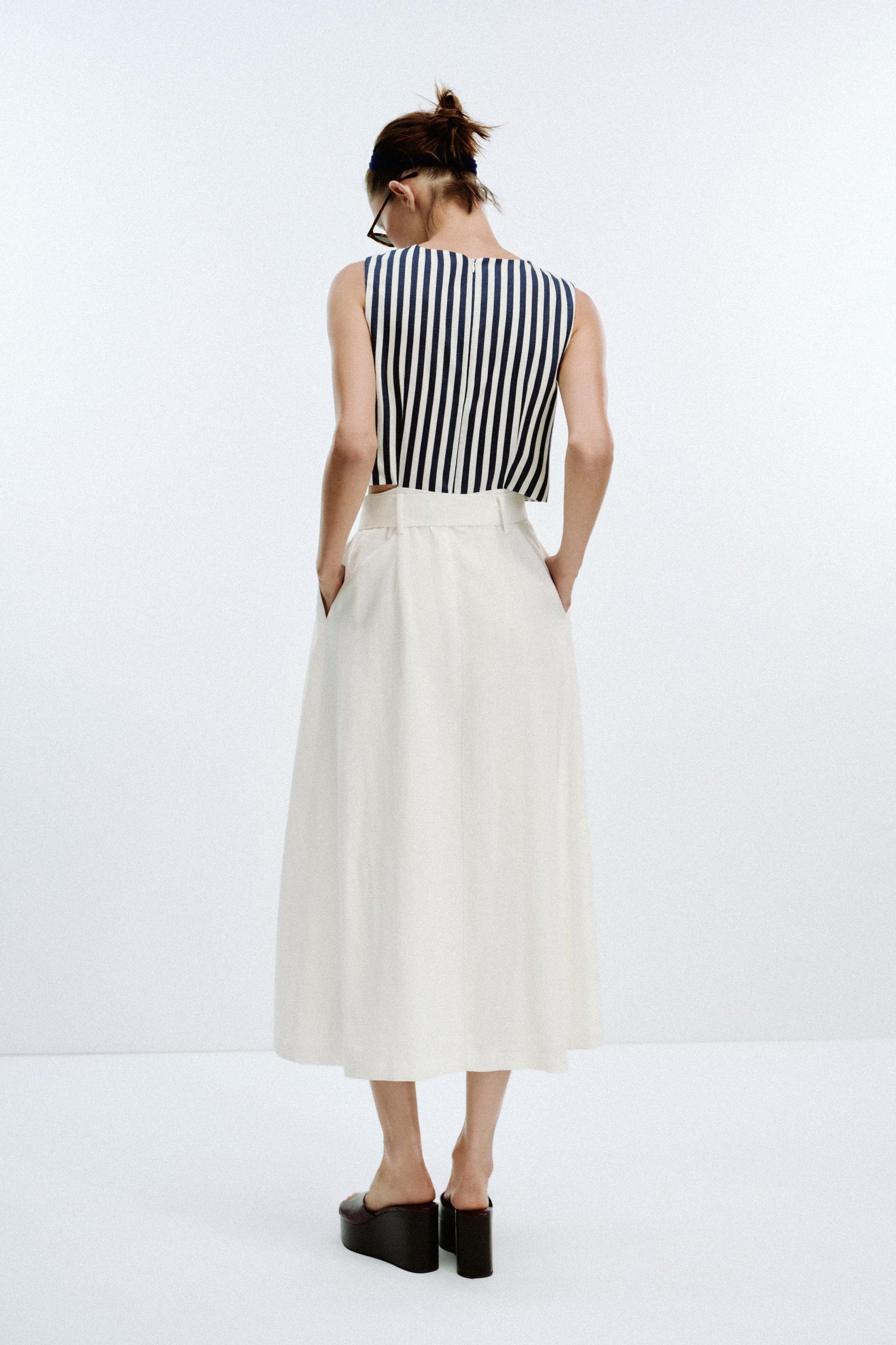 BELTED LINEN BLEND LONG DRESS - Image 3