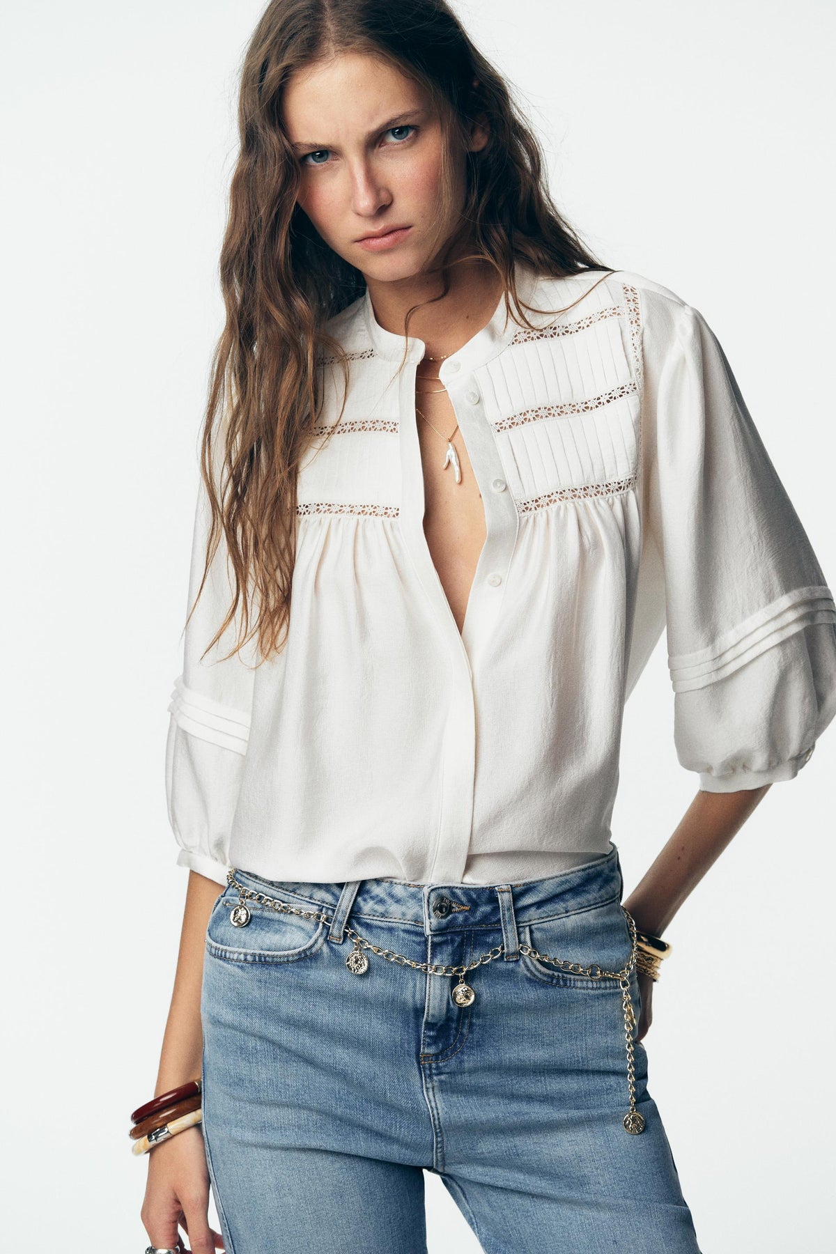 CREPE PINTUCK BLOUSE