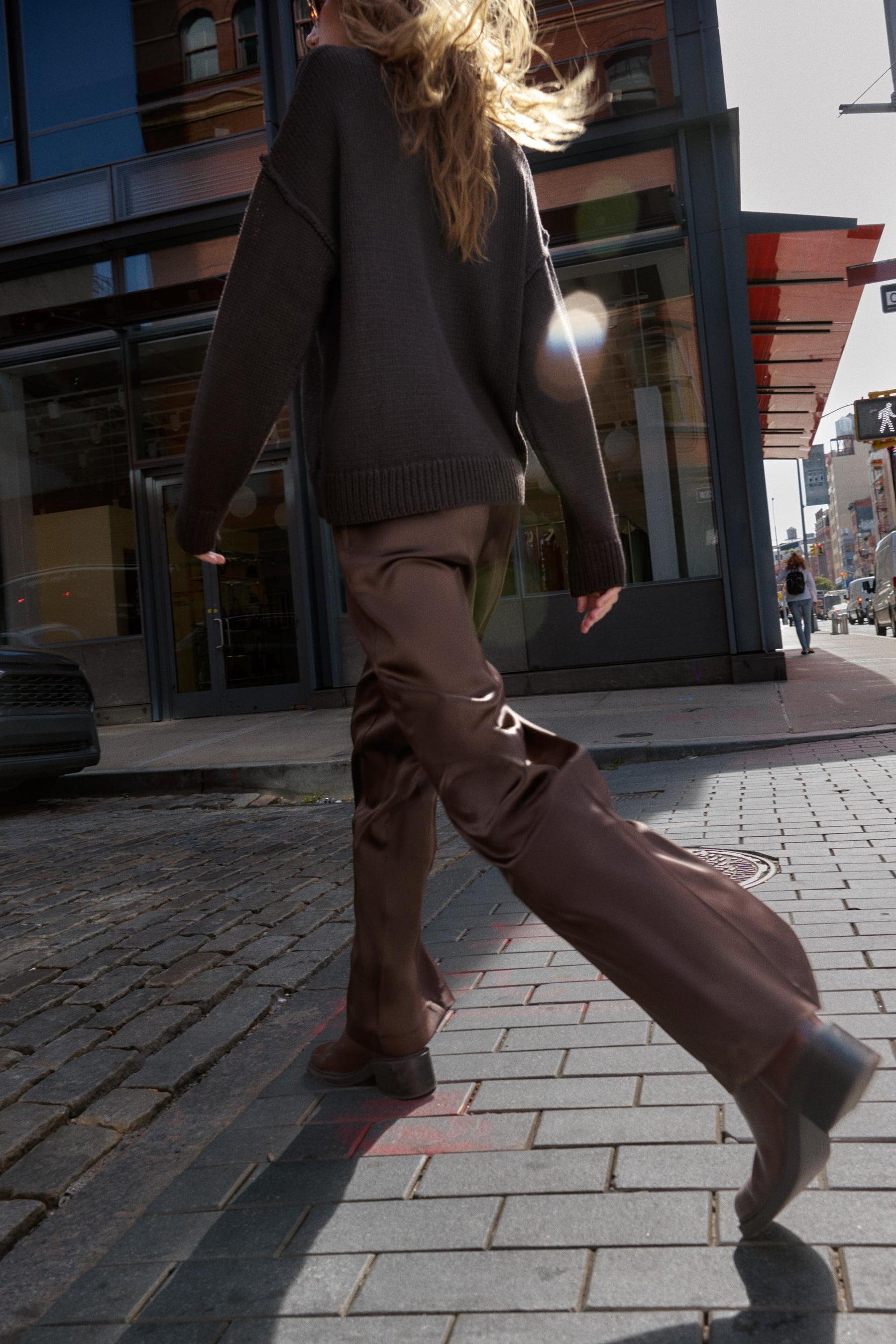 SATIN STRAIGHT-LEG TROUSERS