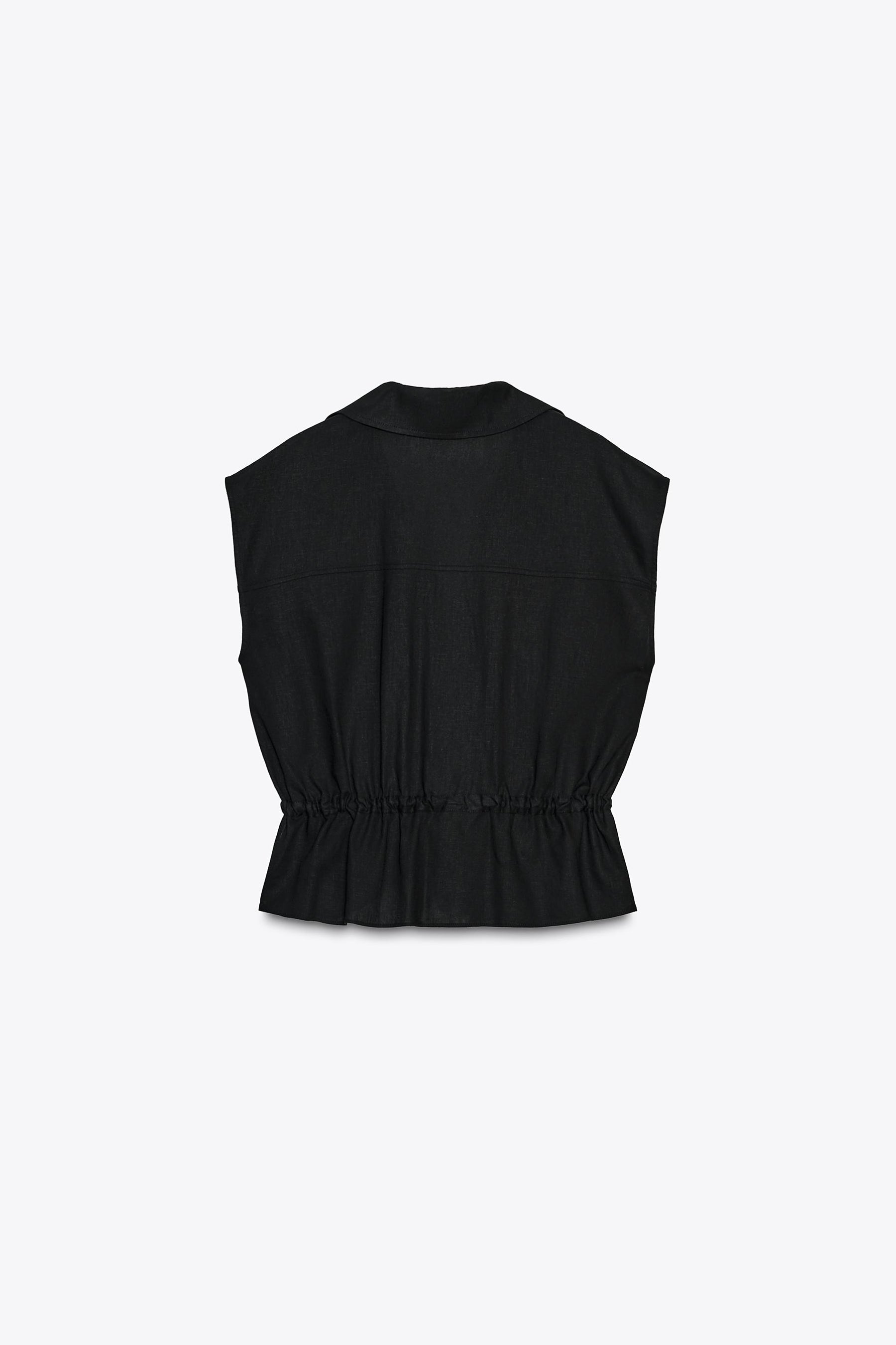 LINEN BLEND SAFARI TOP