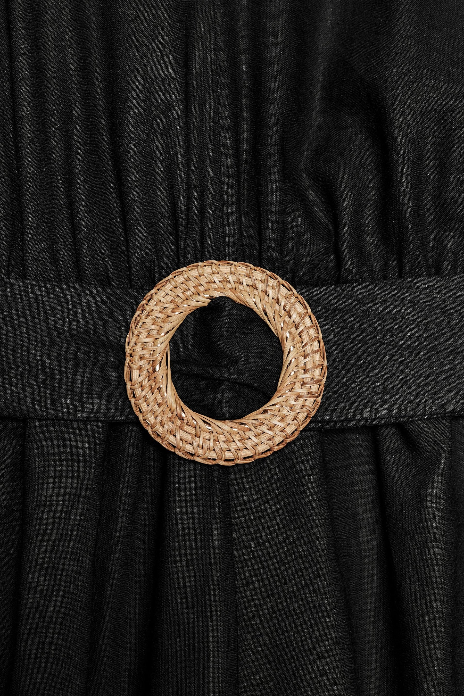 LINEN BLEND LONG JUMPSUIT WITH BELT - Image 9