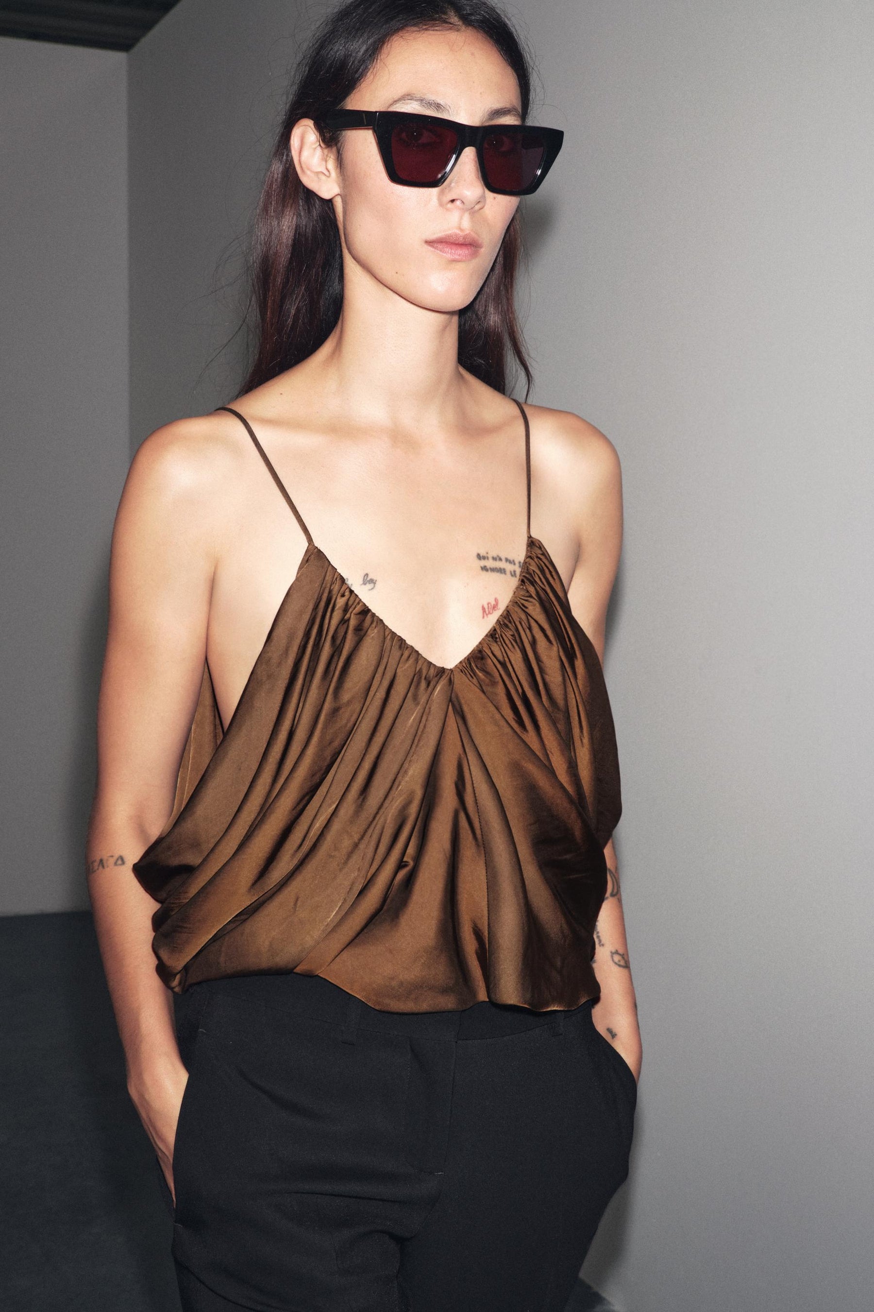 Draped Satin Top