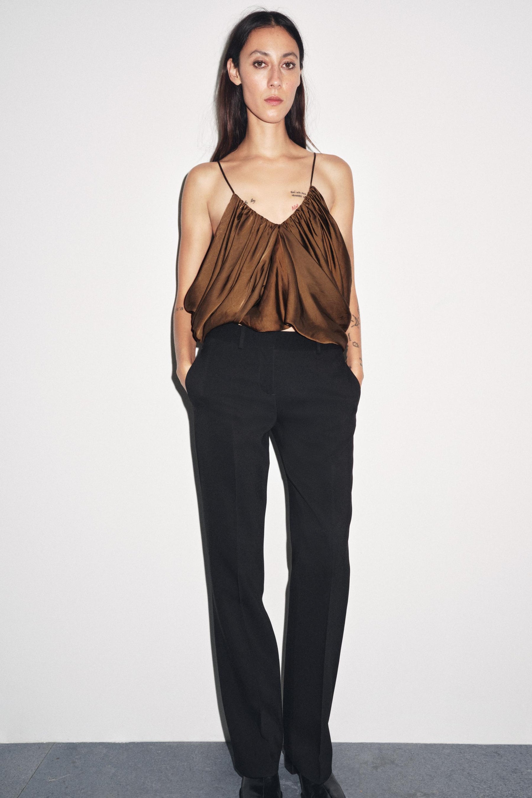 Draped Satin Top