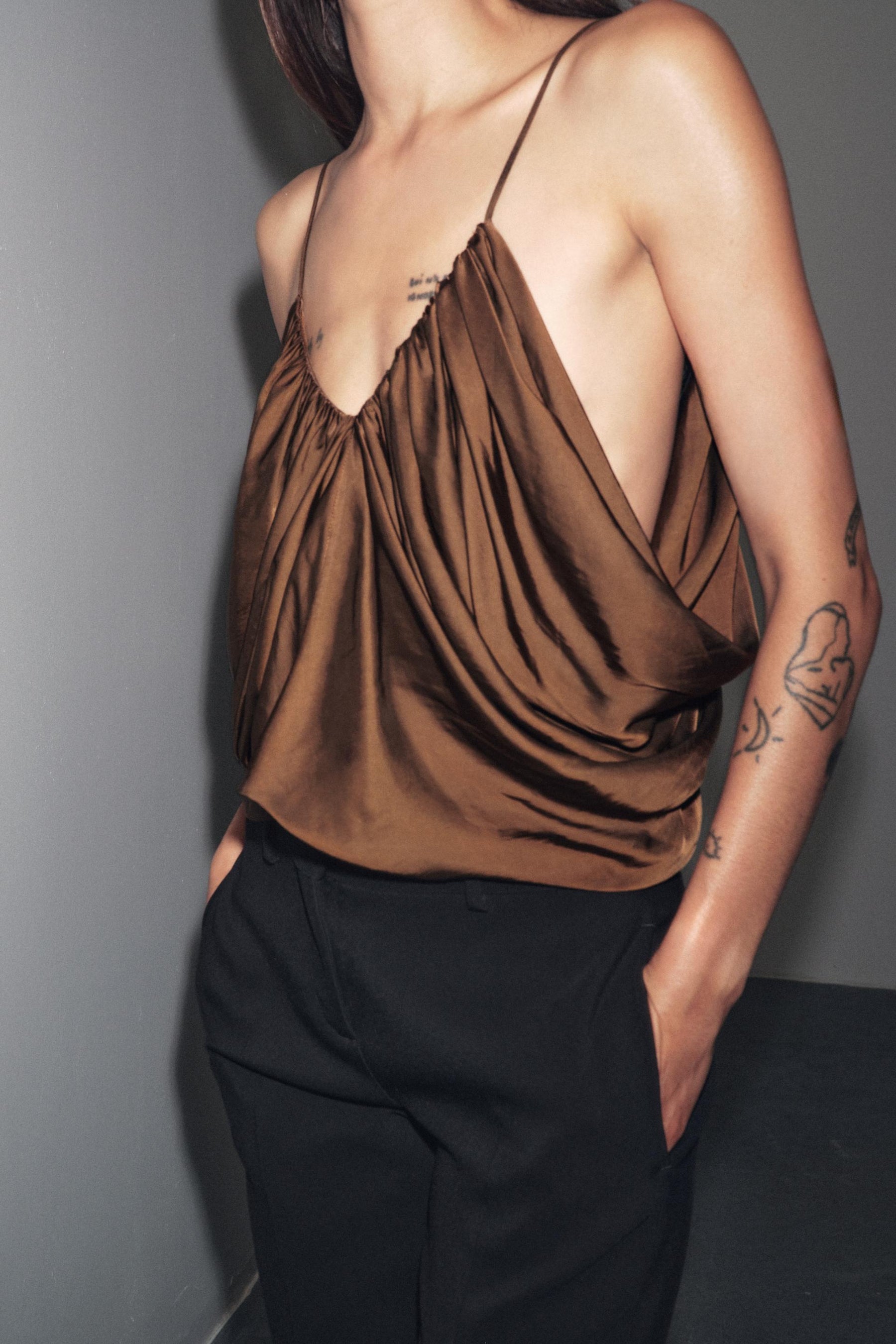 Draped Satin Top