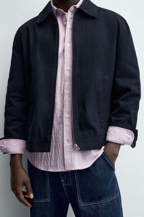 TEXTURED ZIP-UP OVERSHIRT - Image 6