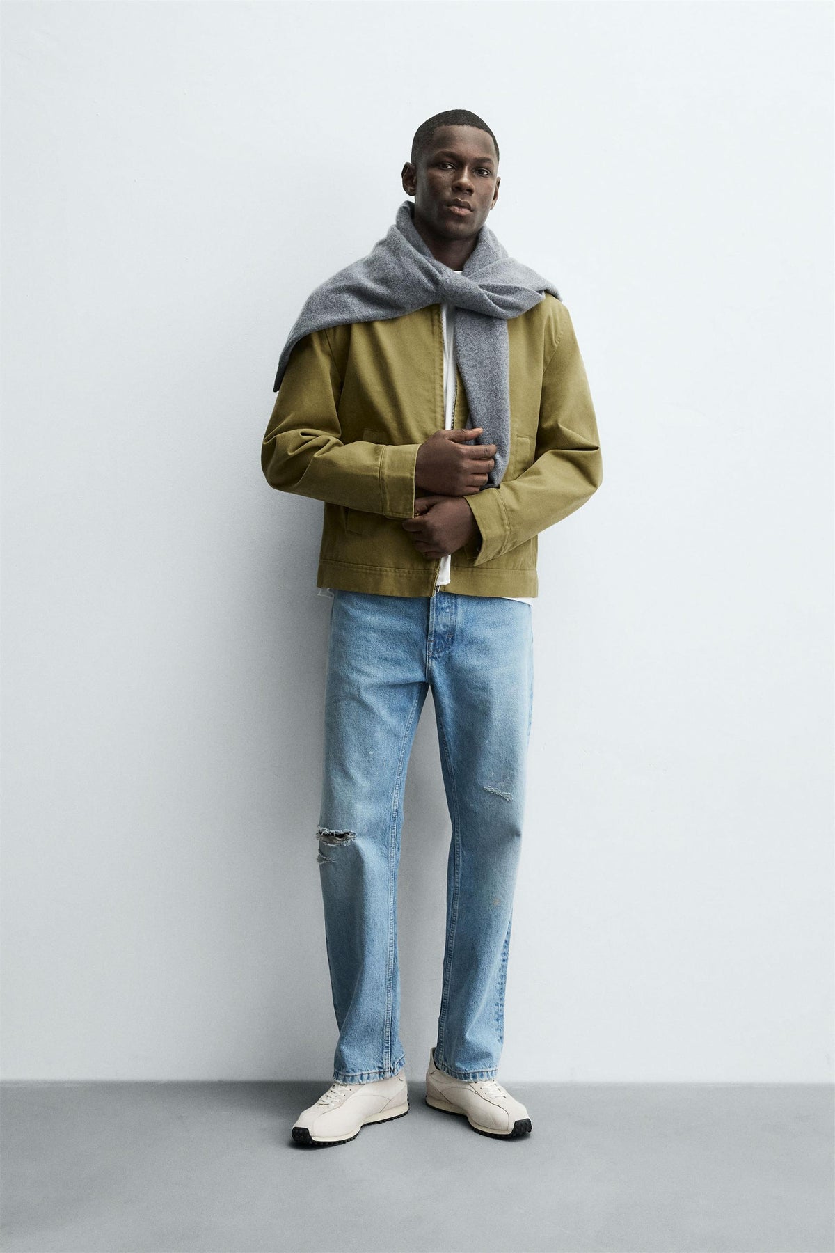 TEXTURED ZIP-UP OVERSHIRT - Image 1