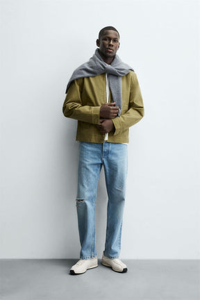 TEXTURED ZIP-UP OVERSHIRT - Image 1