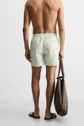 EMBROIDERED MID-LENGTH SWIMMING TRUNKS - Image 4