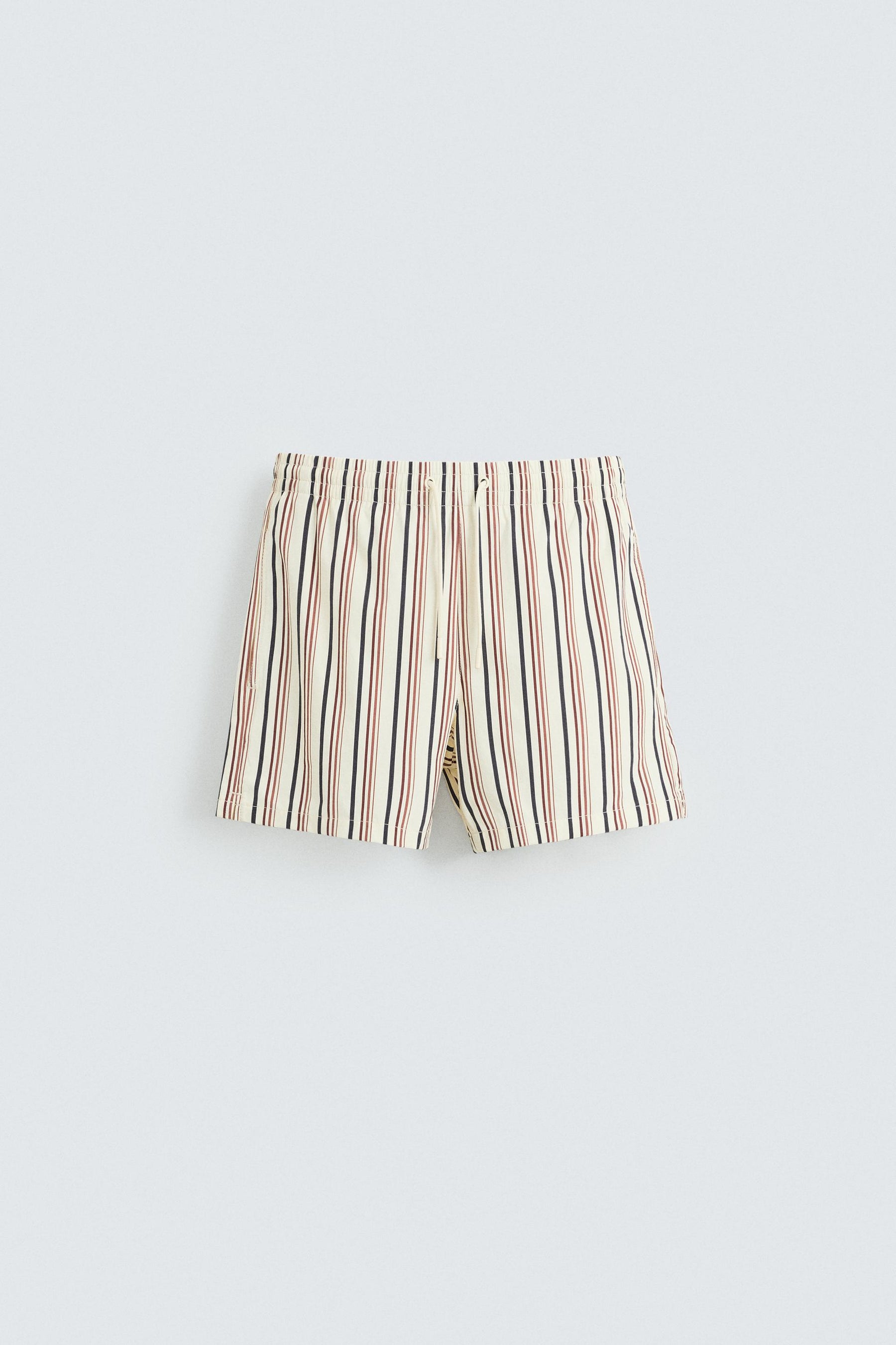 STRIPED MID-LENGTH SWIMMING TRUNKS - Image 1
