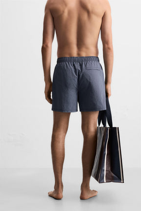 STRIPED MID-LENGTH SWIMMING TRUNKS - Image 4