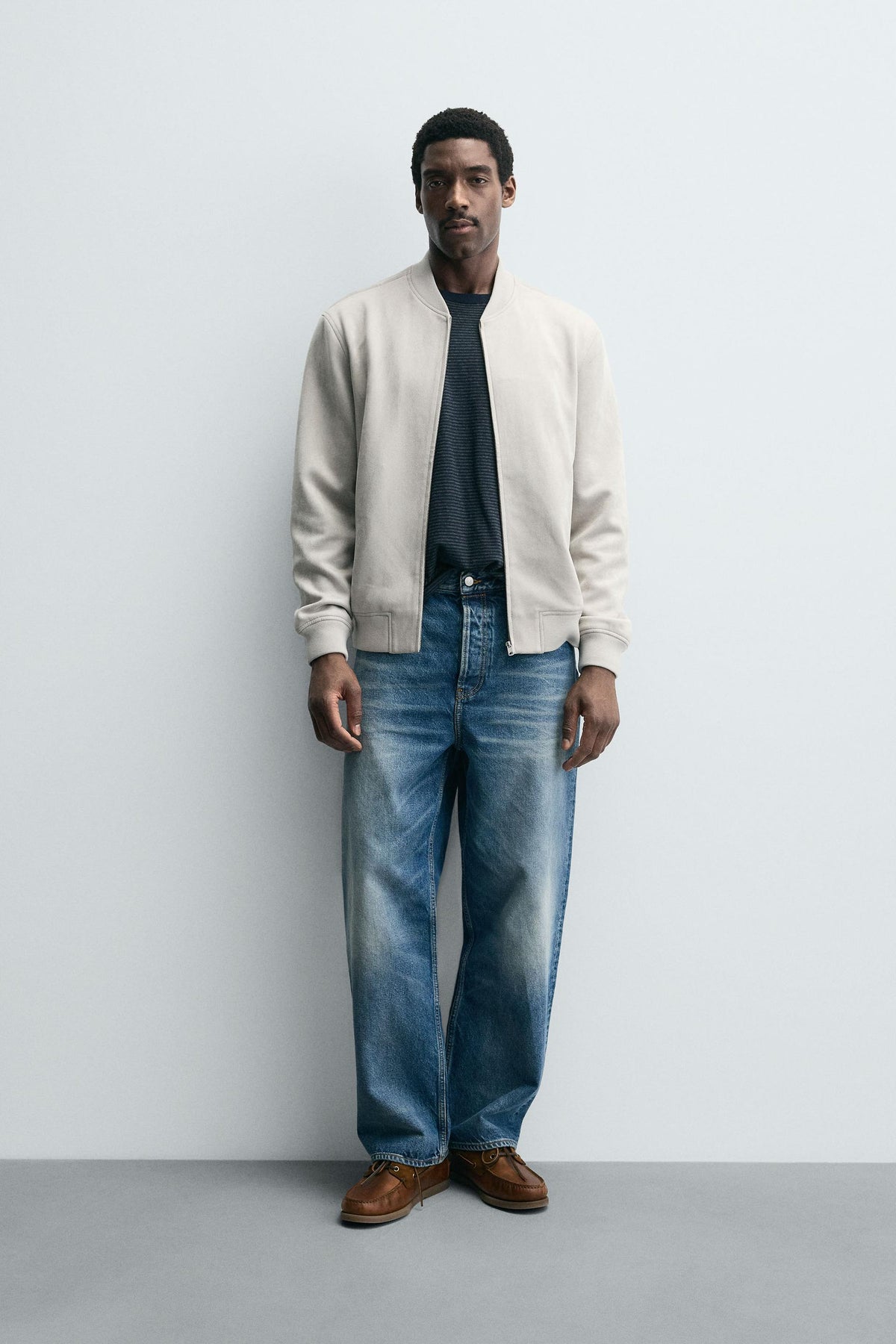 FAUX SUEDE BOMBER JACKET - Image 1