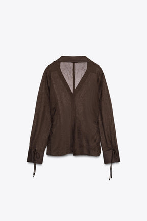 SEMI-SHEER SHIRT WITH TIES
