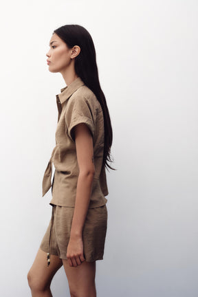 BEADED DRAWSTRING SHORTS