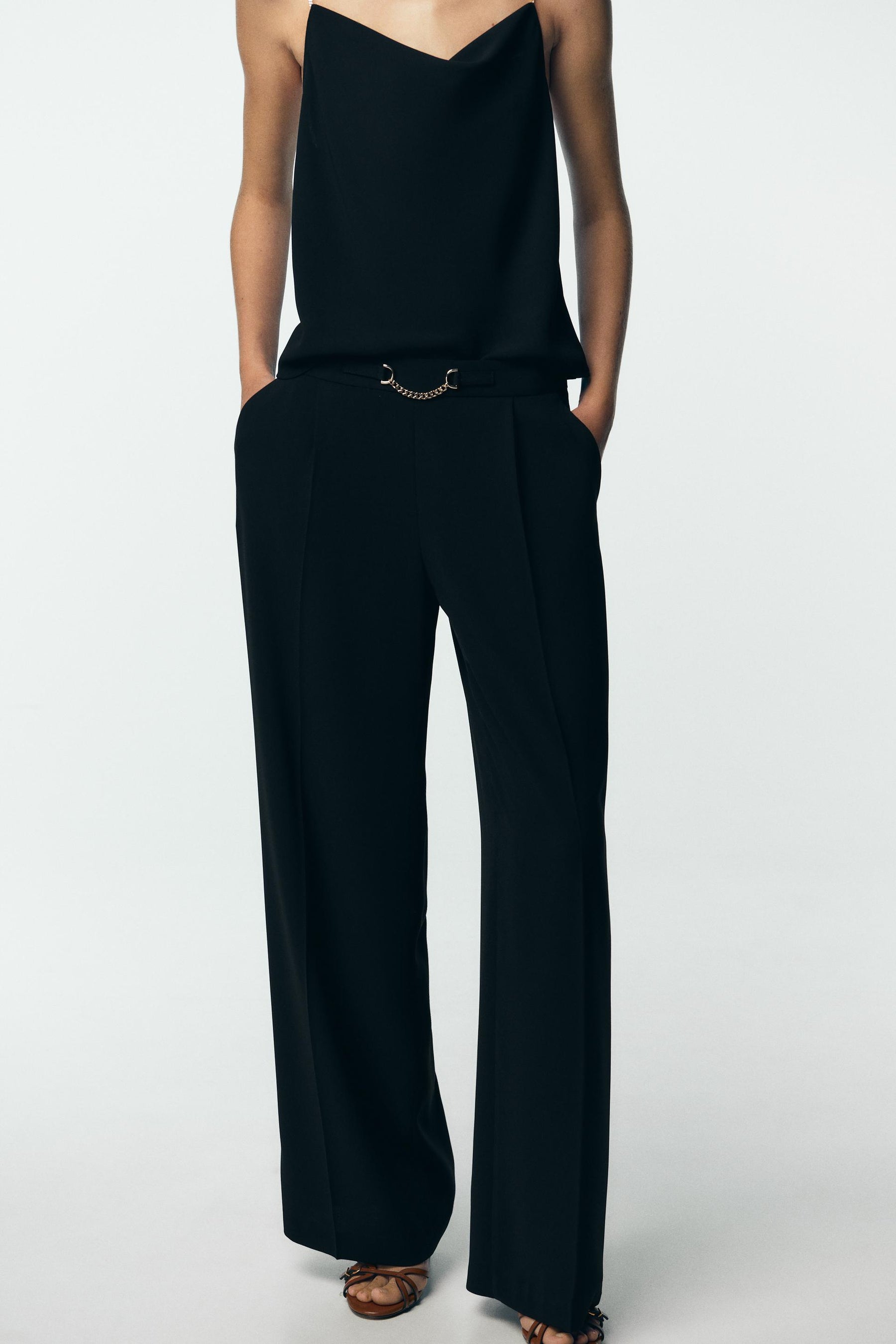 Wide-Leg Trousers With Chain