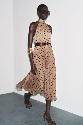 POLKA DOT MIDI DRESS WITH BELT - Image 1