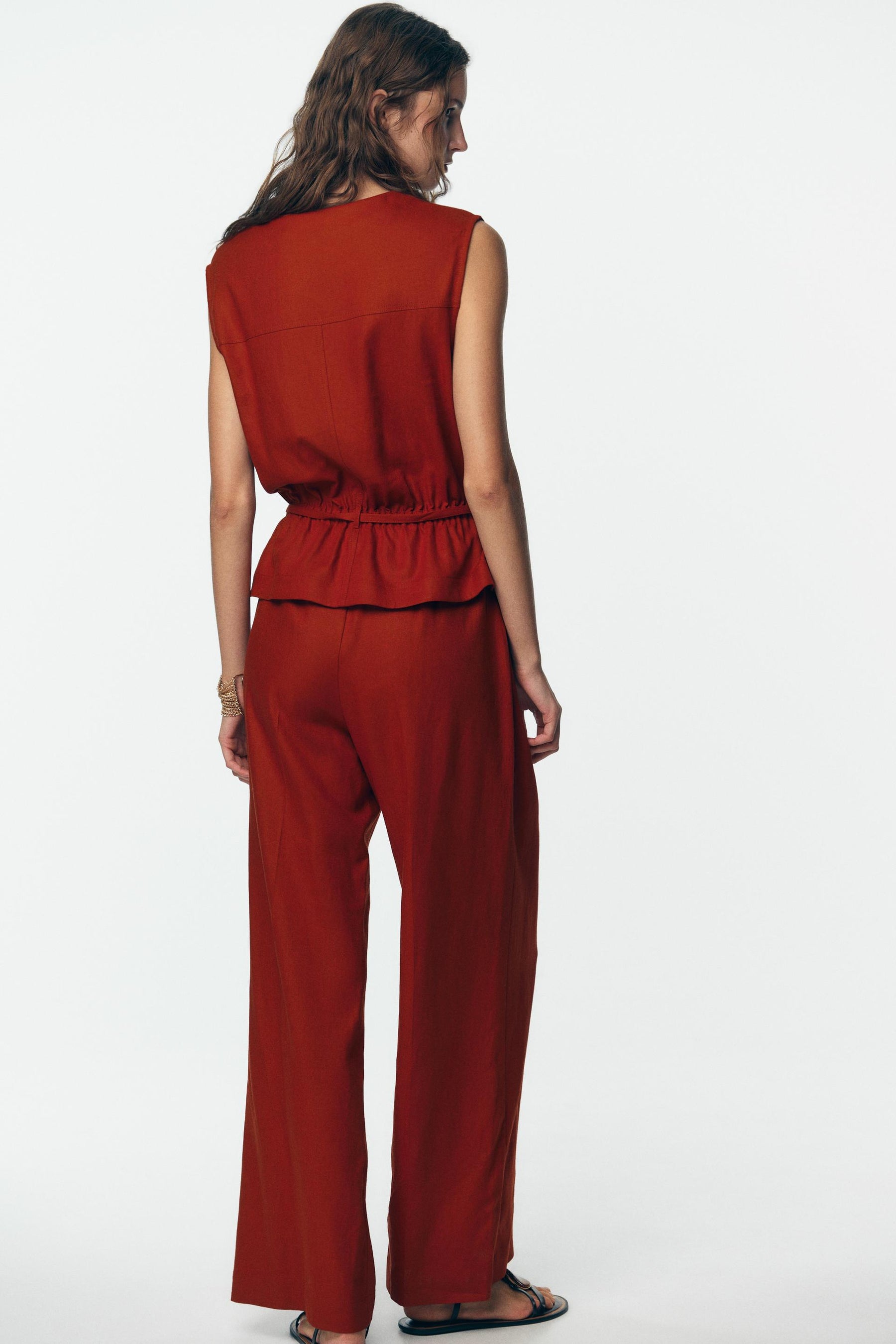 LINEN BLEND WAISTCOAT JUMPSUIT - Image 6