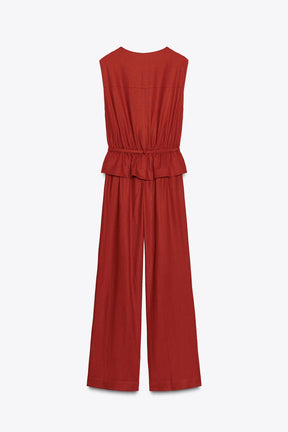 LINEN BLEND WAISTCOAT JUMPSUIT - Image 7