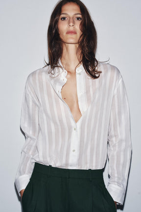 Striped cotton-silk shirt