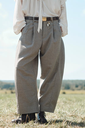 WOOL CHECK TROUSERS