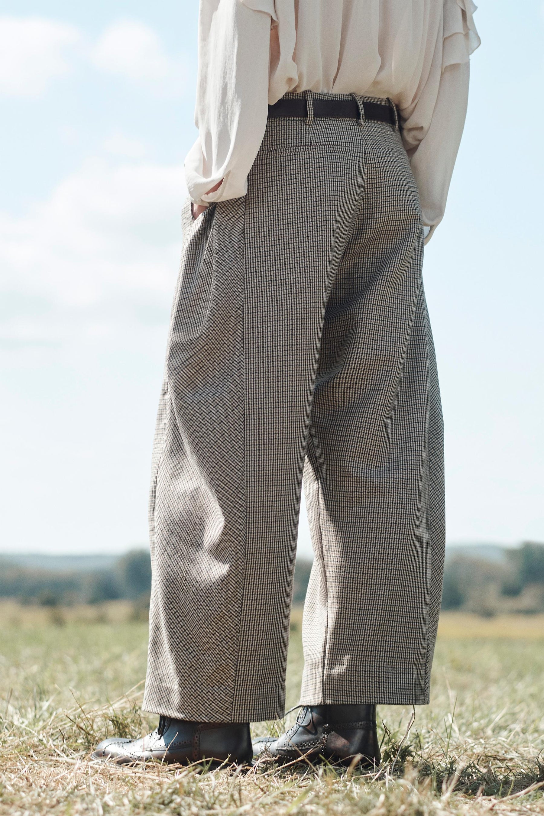 WOOL CHECK TROUSERS