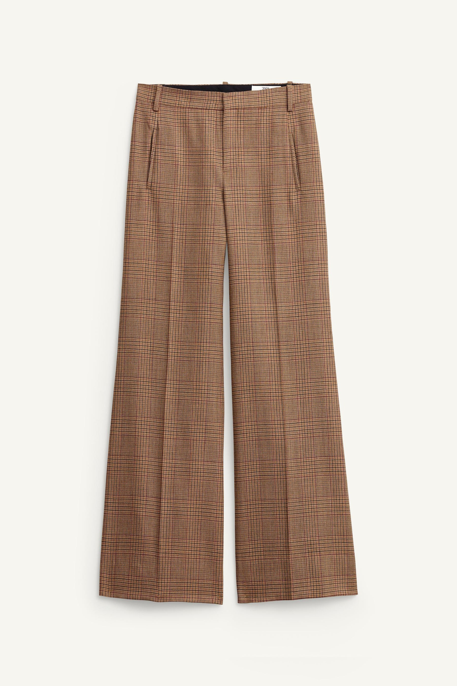 WOOL CHECK FLARE TROUSERS