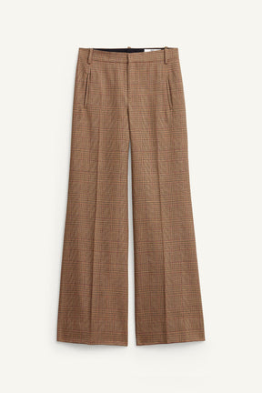 WOOL CHECK FLARE TROUSERS