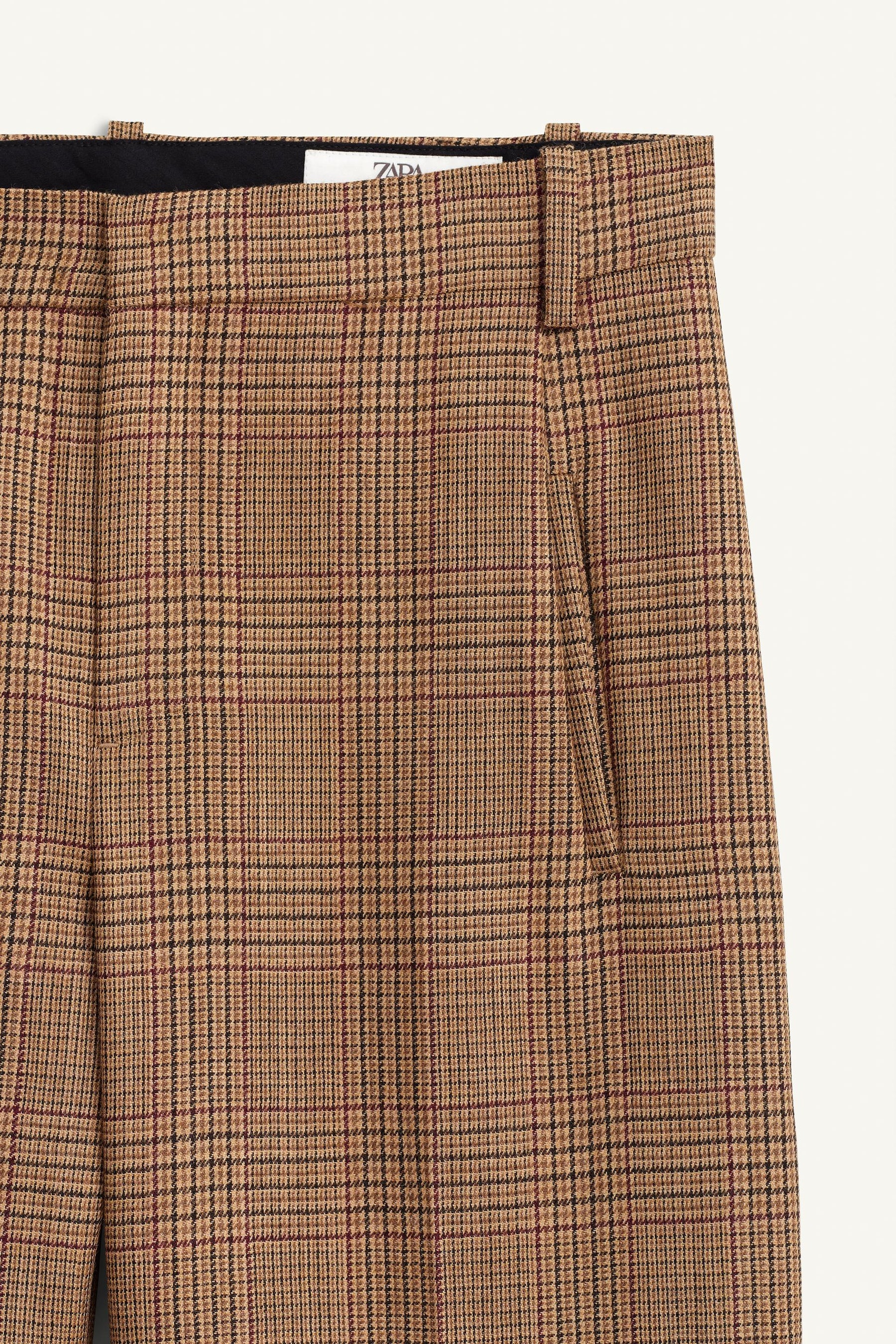 WOOL CHECK FLARE TROUSERS