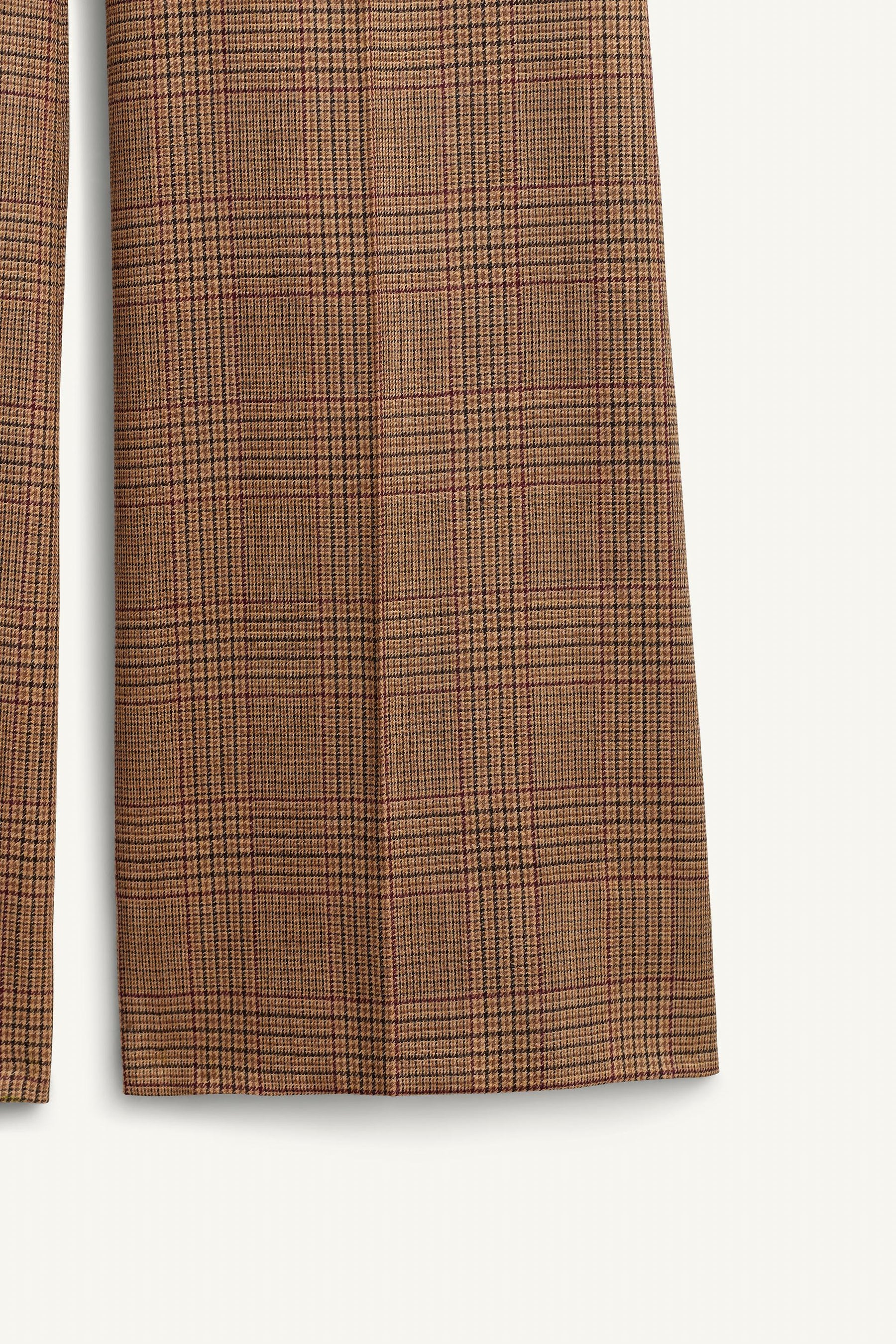 WOOL CHECK FLARE TROUSERS