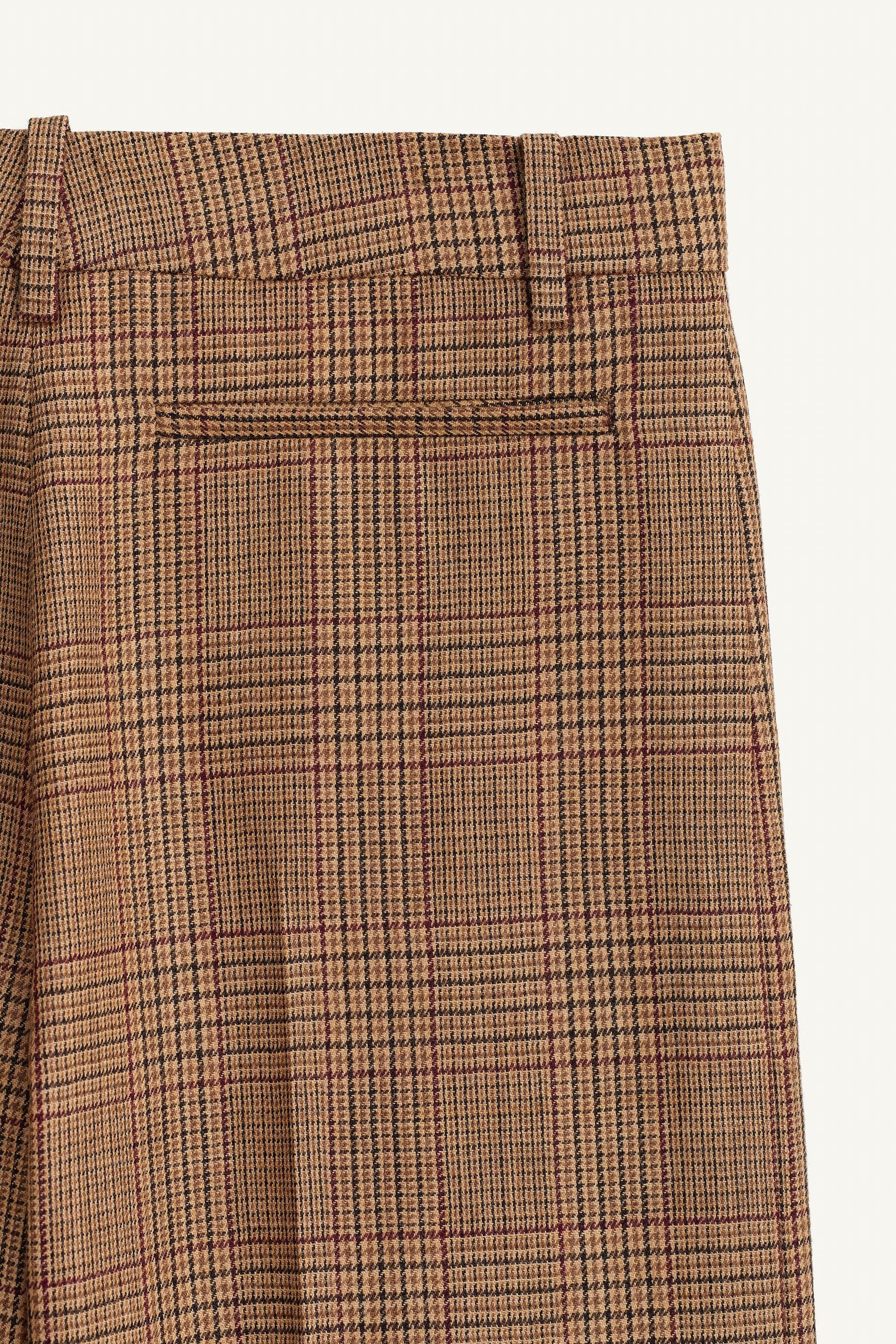 WOOL CHECK FLARE TROUSERS