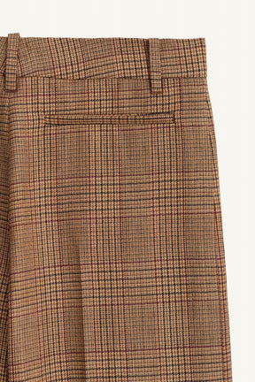 WOOL CHECK FLARE TROUSERS