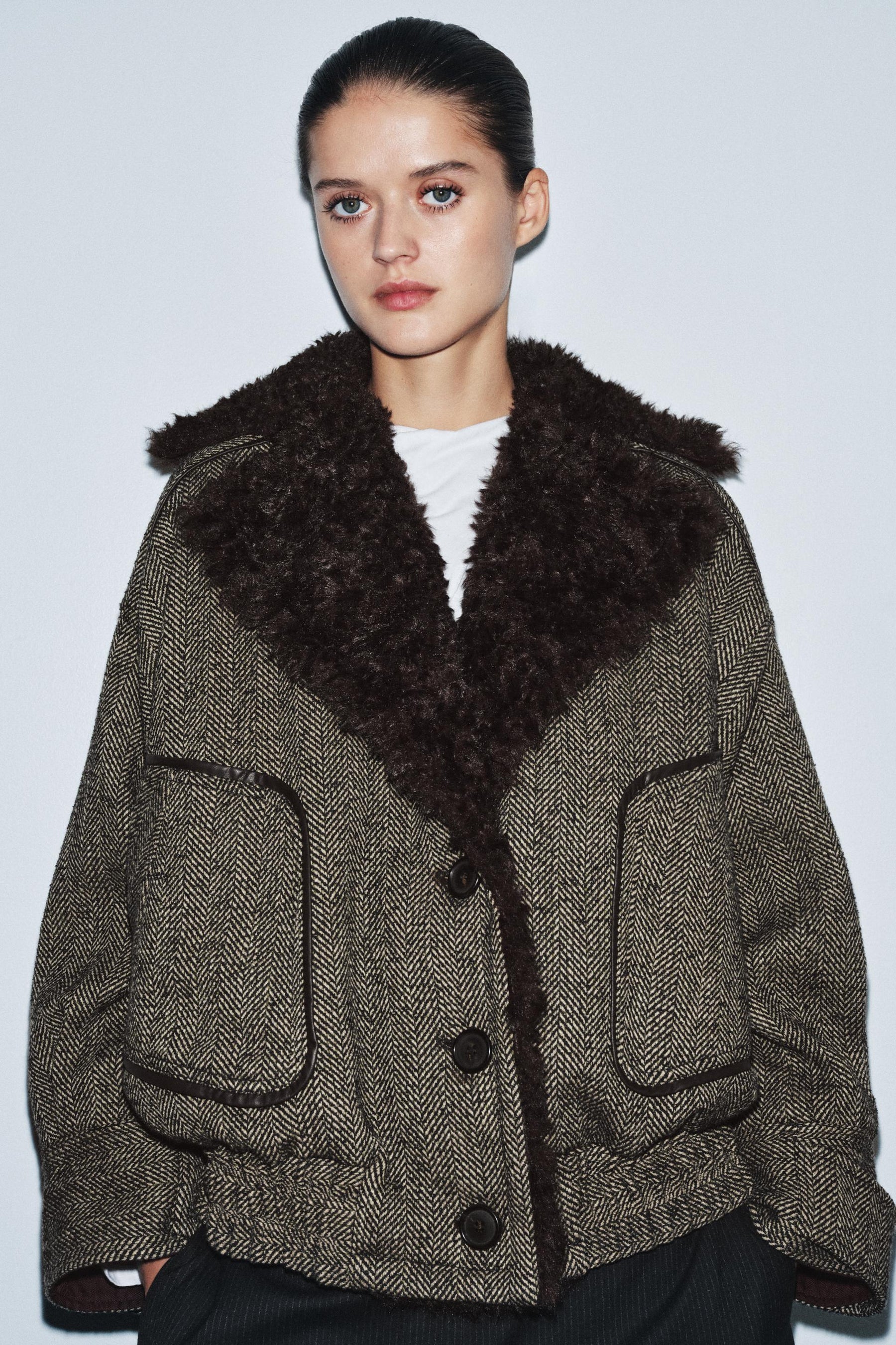 LIMITED EDITION HERRINGBONE COMBINED BOMBER JACKET - Image 3