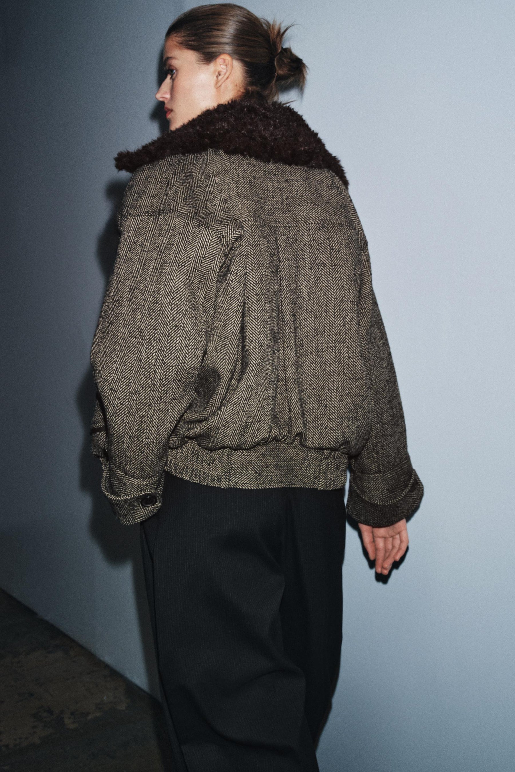 LIMITED EDITION HERRINGBONE COMBINED BOMBER JACKET - Image 5