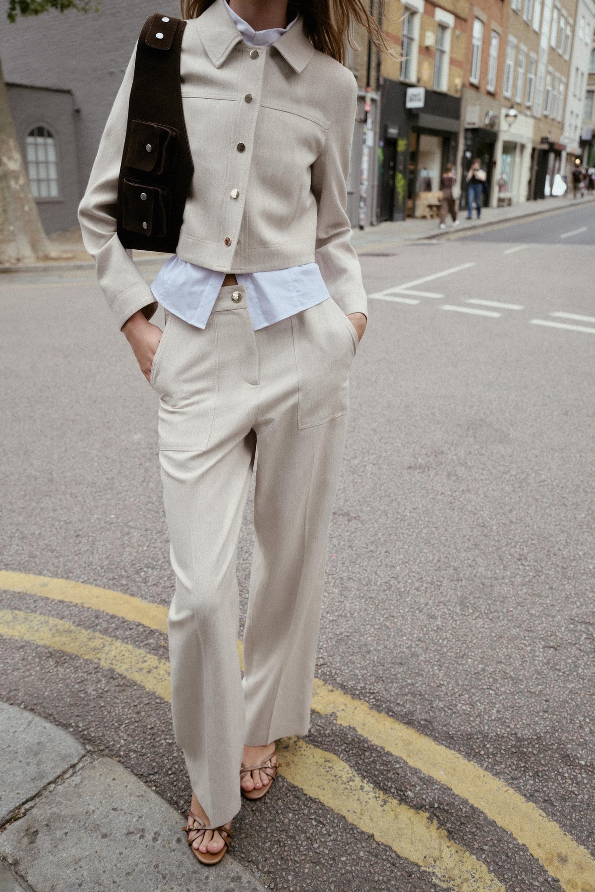 TOPSTITCHED STRAIGHT FIT TROUSERS