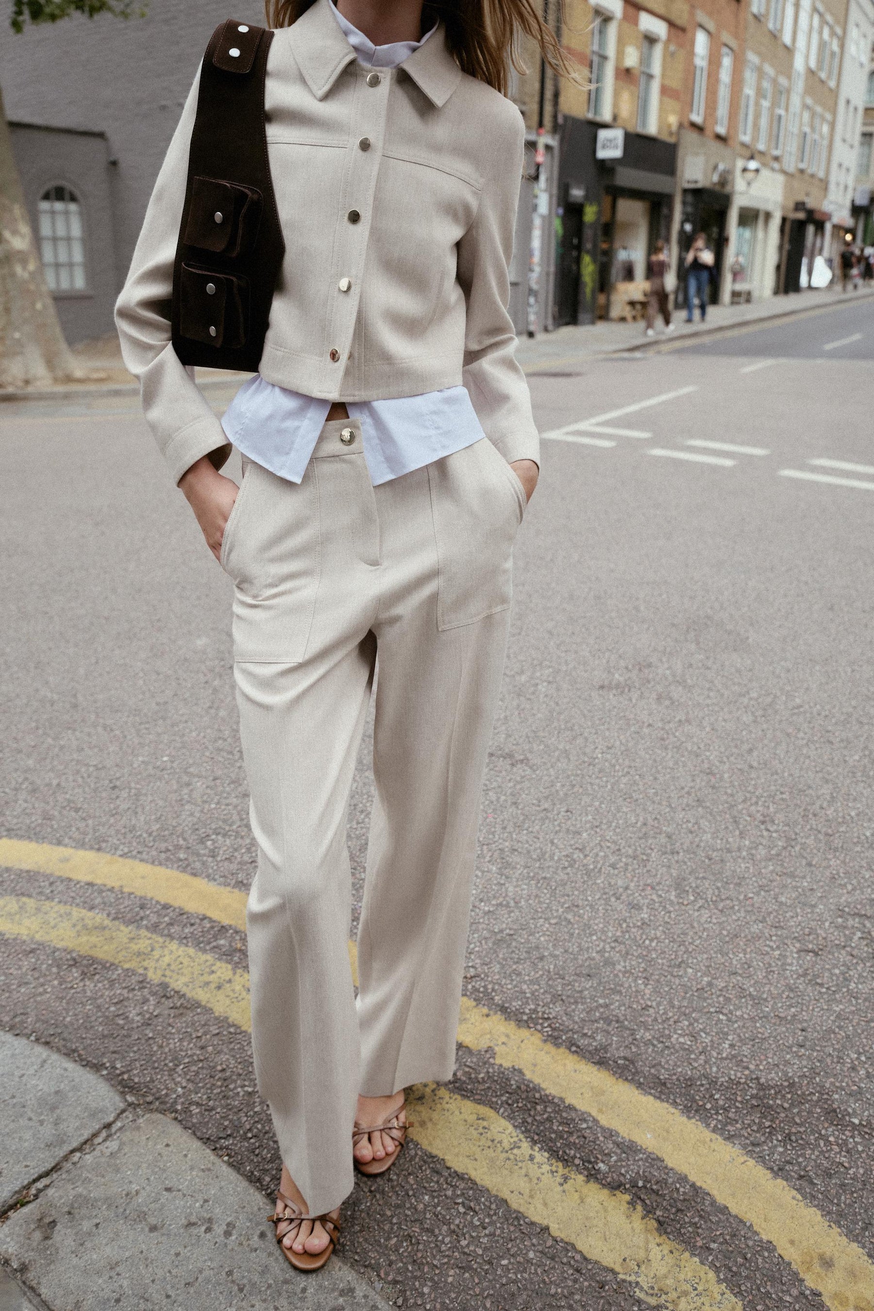 TOPSTITCHED STRAIGHT FIT TROUSERS