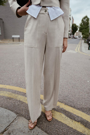 TOPSTITCHED STRAIGHT FIT TROUSERS