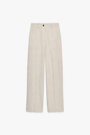 TOPSTITCHED STRAIGHT FIT TROUSERS