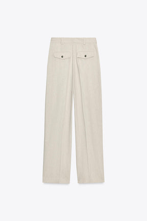 TOPSTITCHED STRAIGHT FIT TROUSERS