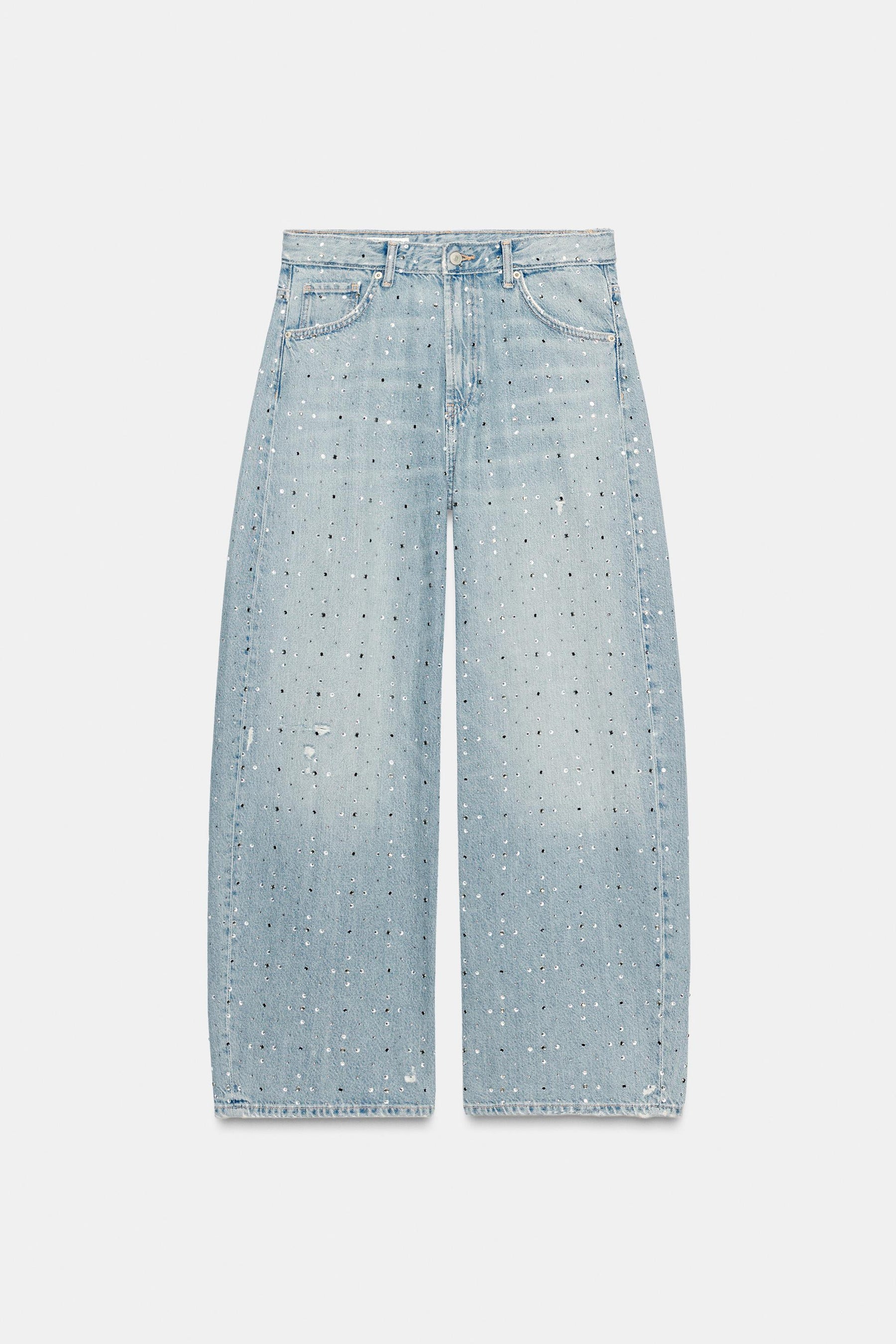 Rhinestone Embellished Baggy Jeans