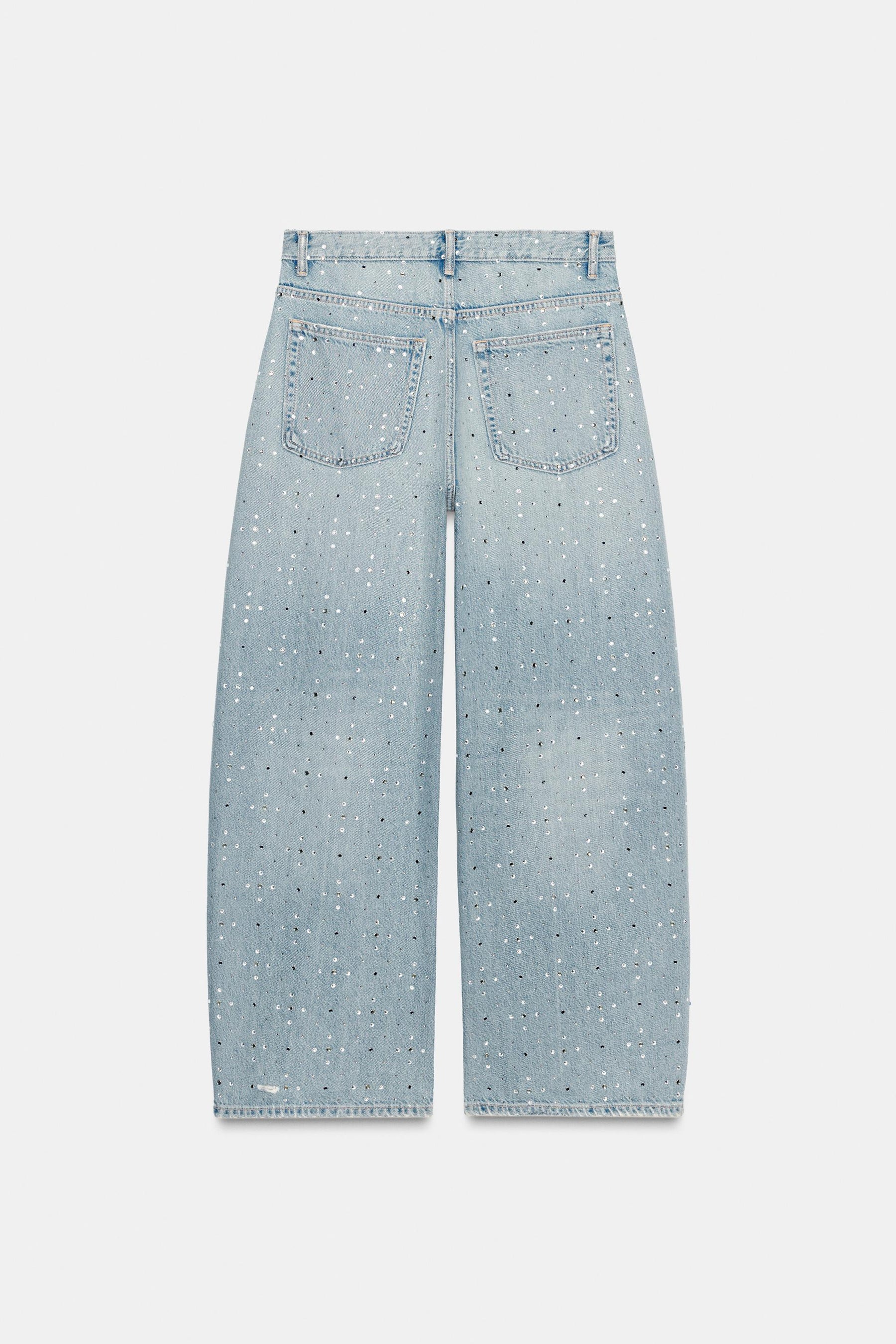 Rhinestone Embellished Baggy Jeans