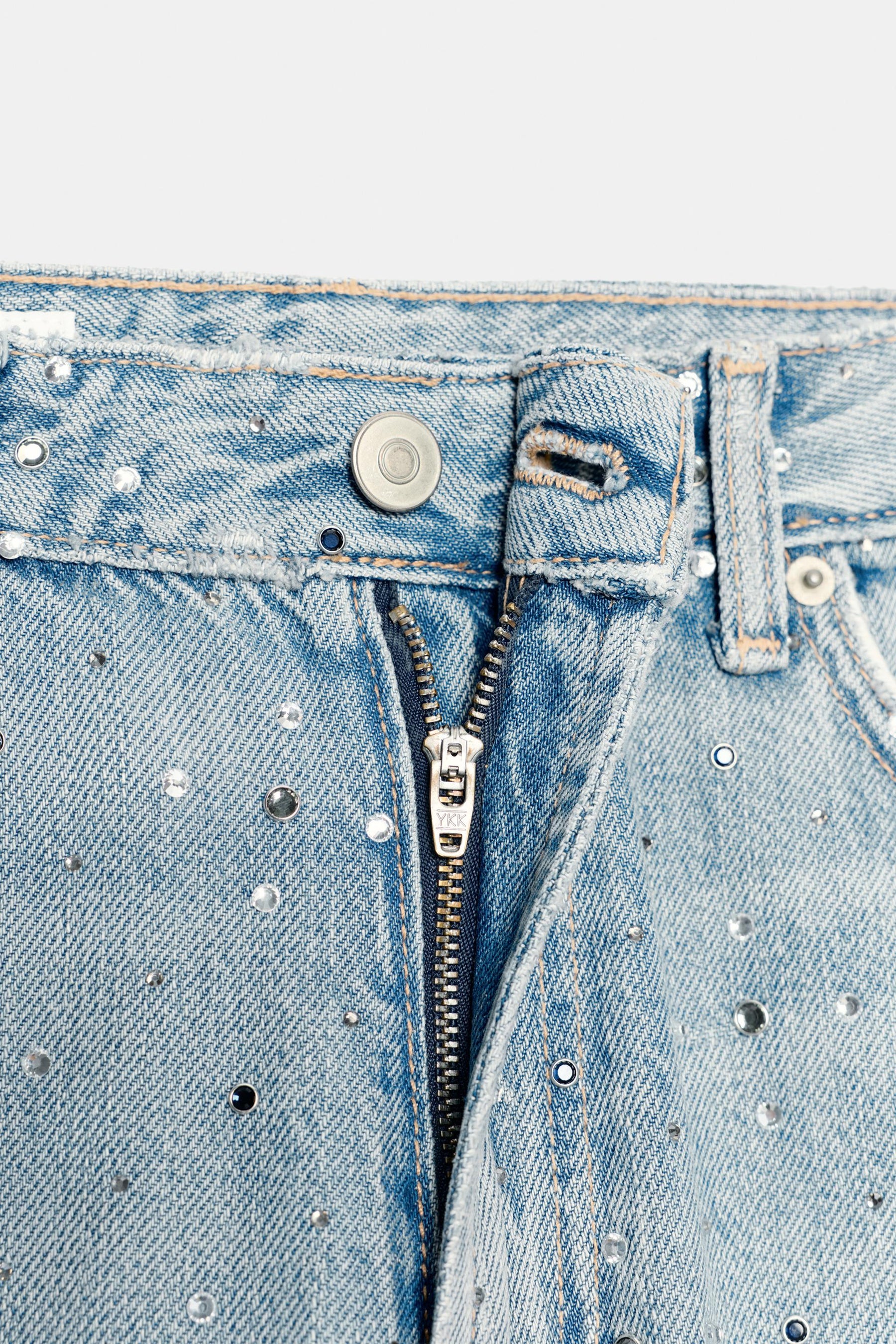 Rhinestone Embellished Baggy Jeans