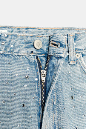 Rhinestone Embellished Baggy Jeans
