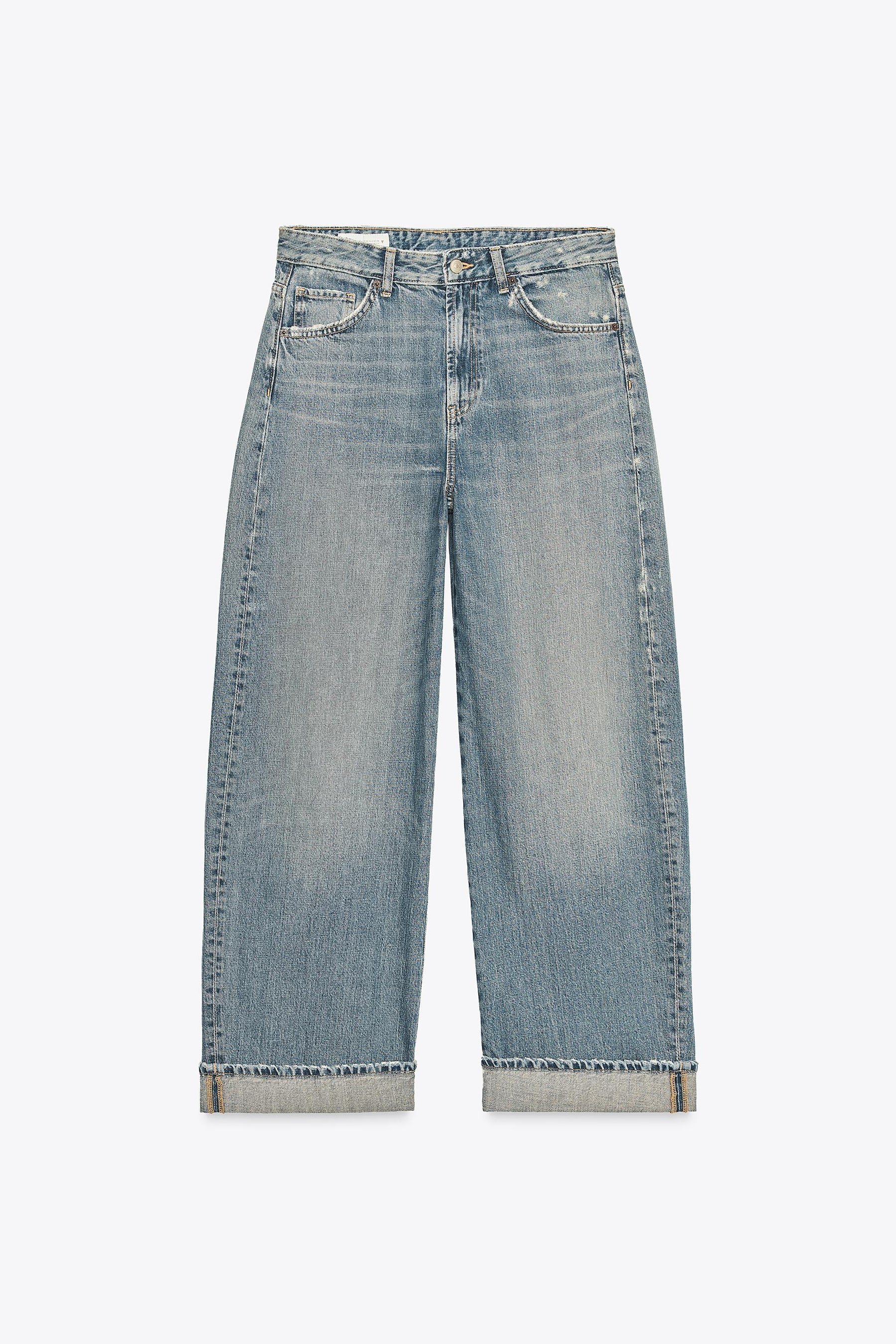 Mid-waist Baggy Folded Jeans
