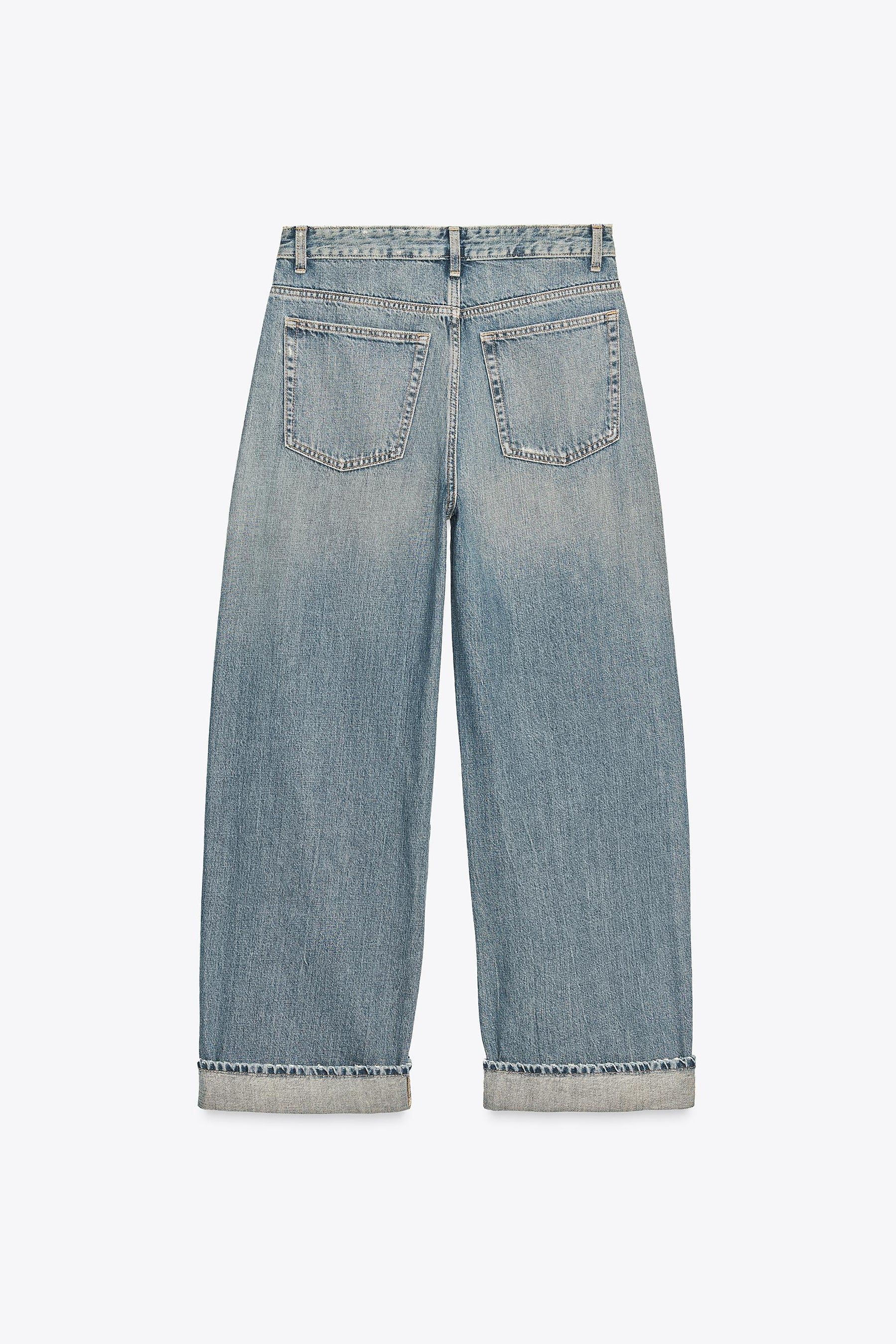 Mid-waist Baggy Folded Jeans