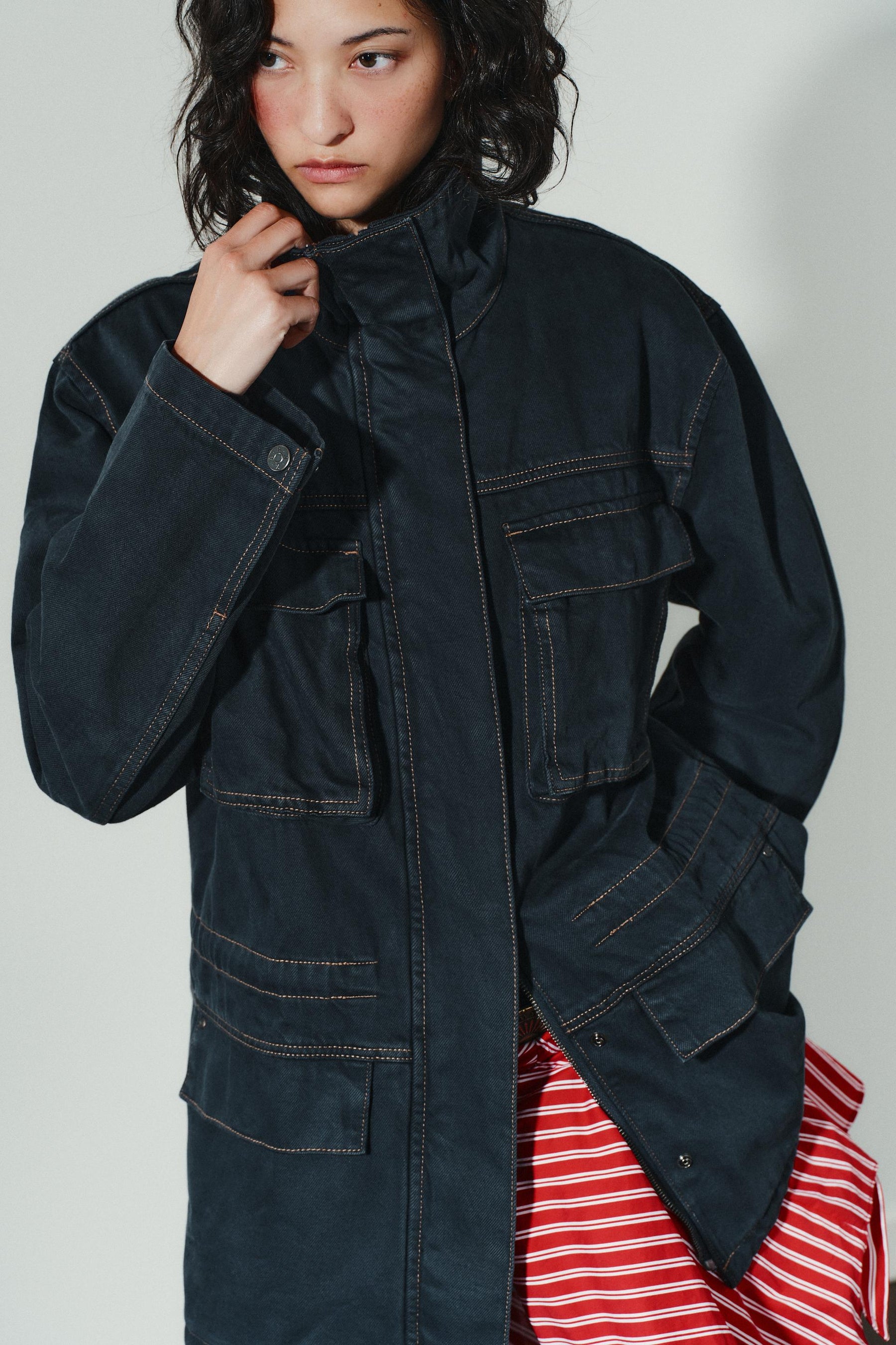 Topstitched Pocket Jacket