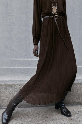 PLEATED MIDI DRESS WITH BELT - Image 5