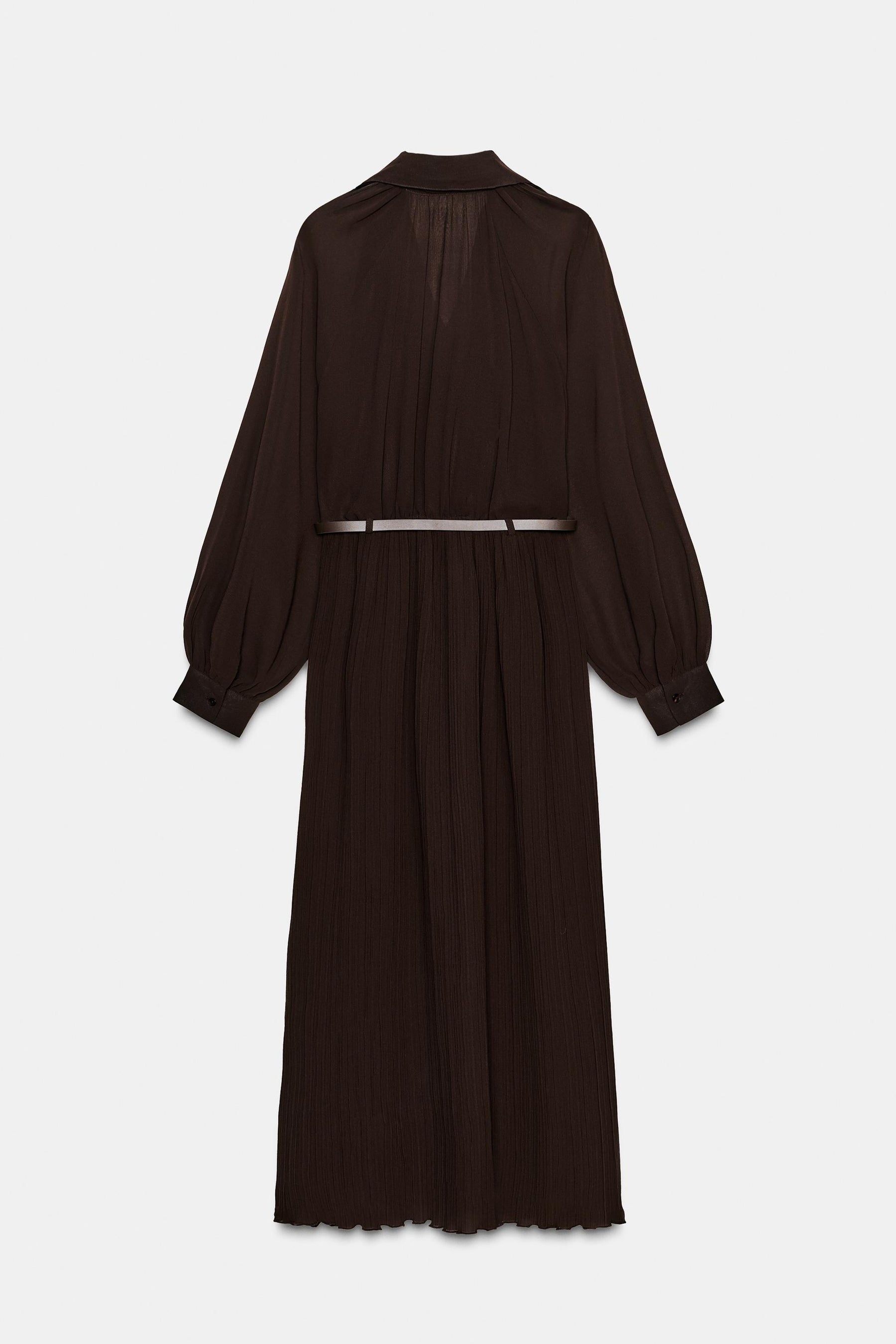 PLEATED MIDI DRESS WITH BELT - Image 8
