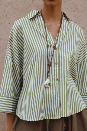 Striped Turn-Up Sleeve Shirt