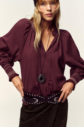 EMBROIDERED TASSEL SHIRT